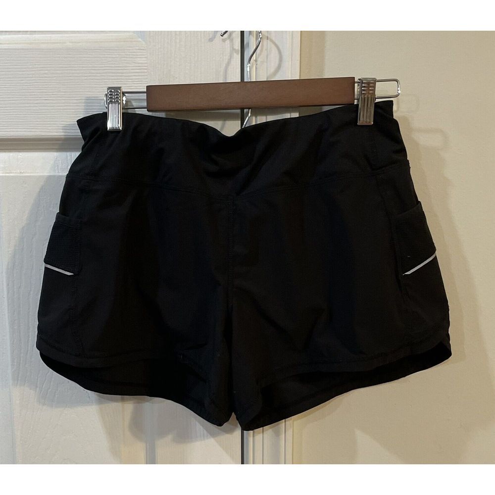 Athleta Women's Running Shorts Sz S‎ Built In Briefs Pocket On Back  Black